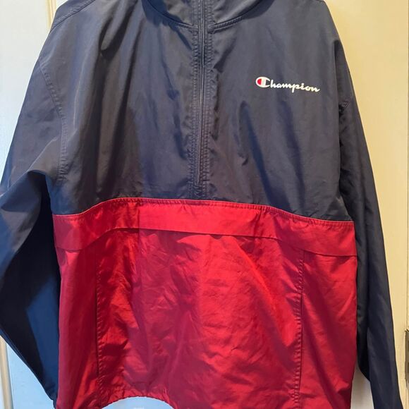 Champion Other - Champion Authentic Athleticwear Blue Burgundy maroon Pull over Hoodie jacket
